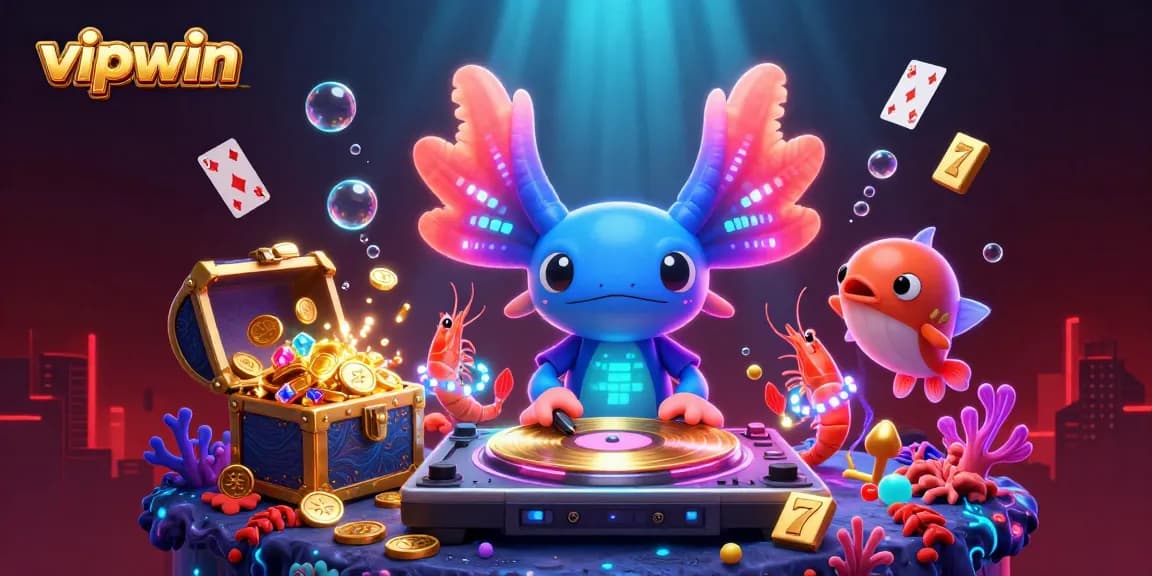Experience immersive gaming at vipwin with a vibrant underwater casino scene featuring a DJ and animated marine life.