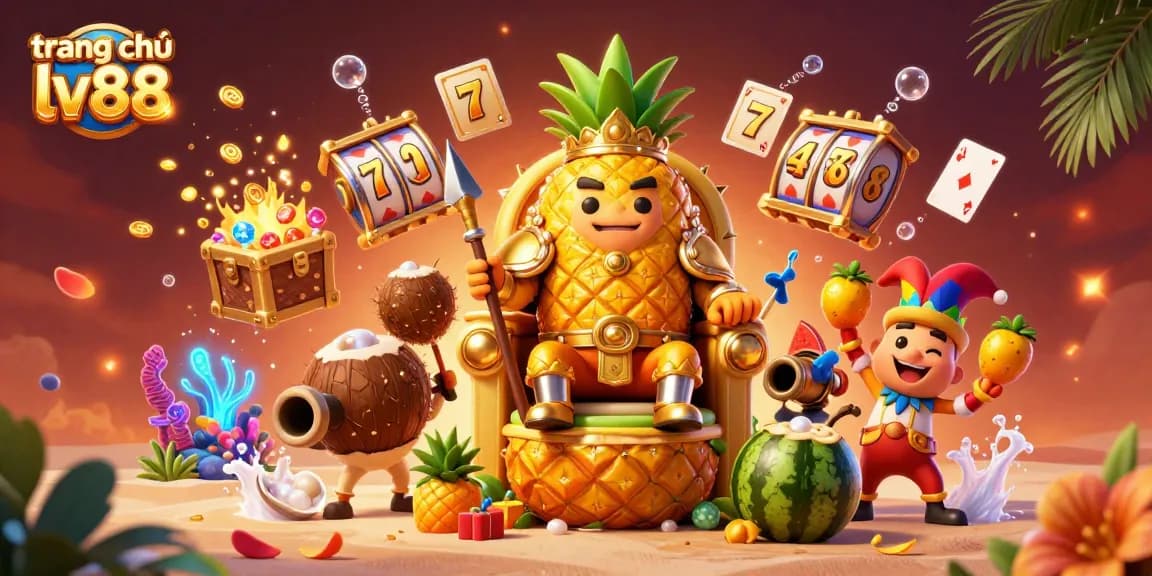Engage in gaming excitement at trang chủ lv88 with a vibrant 3D illustration showcasing a lively casino scene.