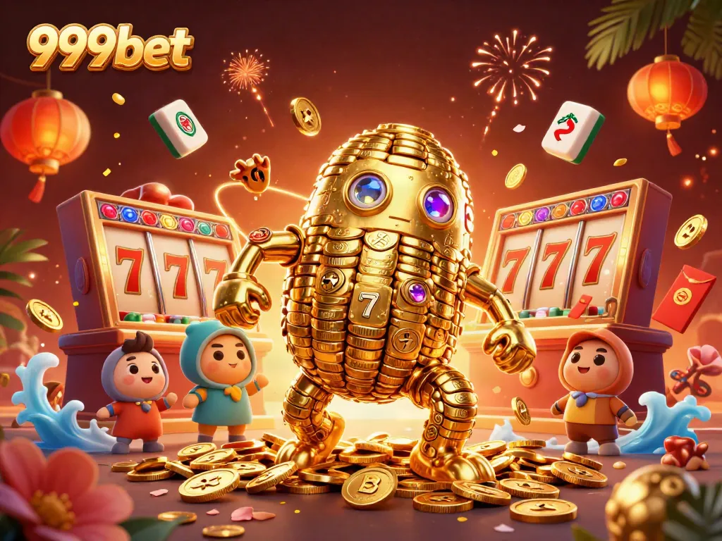 Engage with exciting gameplay at 999bet featuring golden golem and vibrant casino elements.