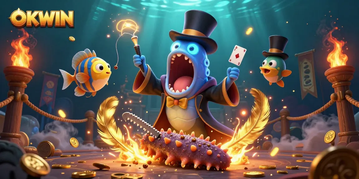 Experience the magic of OKWIN in this vibrant underwater casino scene.