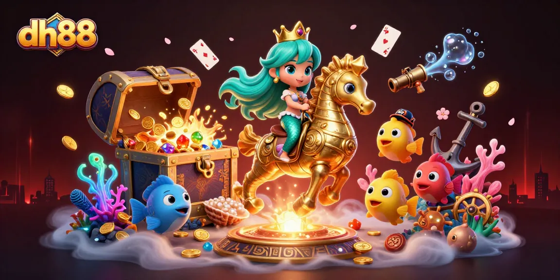 Win big at dh88 with this vibrant 3D casino-themed illustration showcasing exciting game elements.