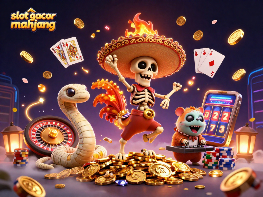 Experience thrill and wins in slot gacor mahjong with dynamic characters, golden coins, and vibrant casino elements.