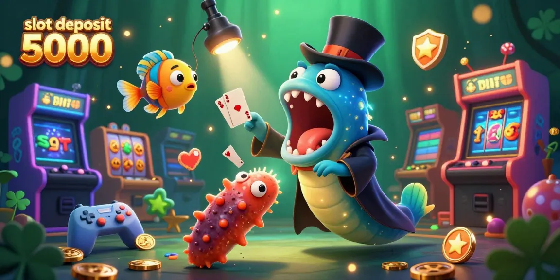 Experience the thrill of slot deposit 5000 games with vibrant, engaging characters and casino elements.