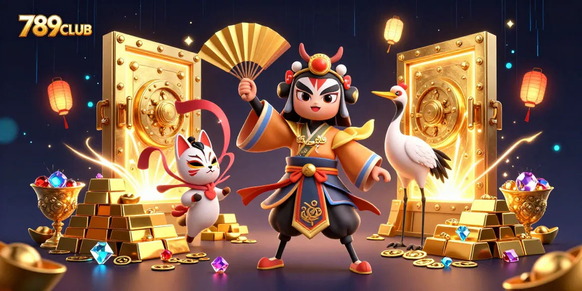 Experience the excitement of winning with 789CLUB in this vibrant 3D casino scene filled with treasures.