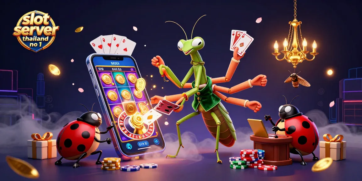 Experience the excitement of slot server thailand no 1 with a vibrant casino scene featuring characters playing and winning.