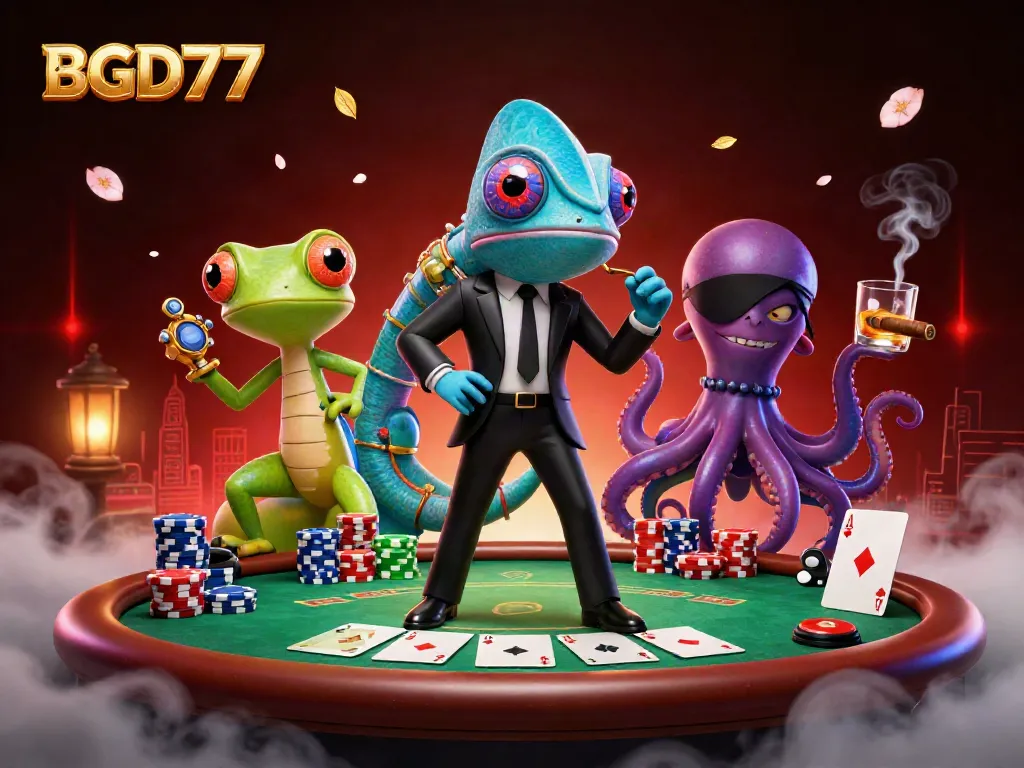 Experience thrilling moments at BGD77 casino with exciting gaming elements in a vibrant 3D scene.