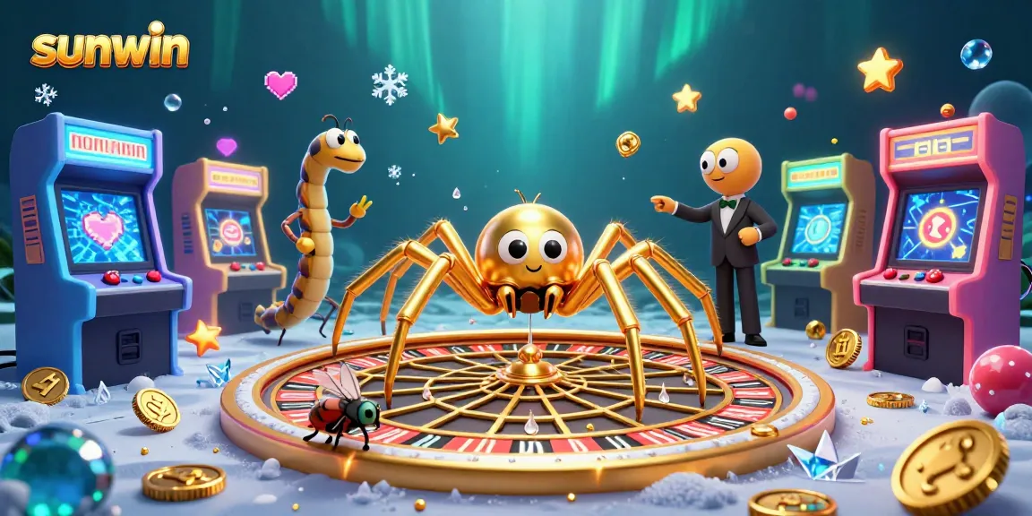 Experience thrilling bets at sunwin with a golden roulette web and vibrant casino elements.