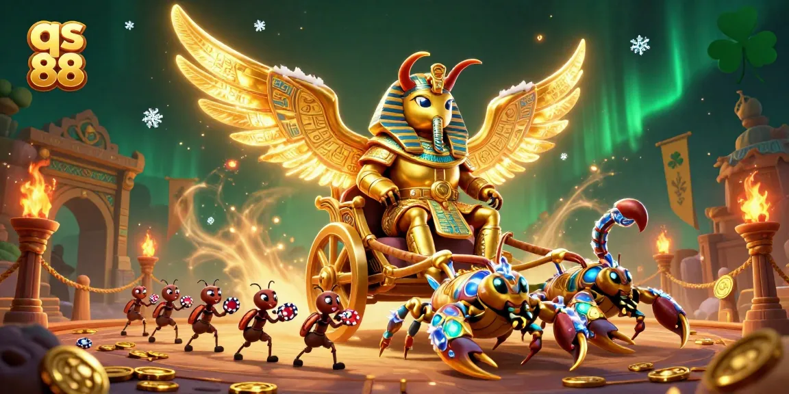 Experience exciting jackpots at qs 88 with mythical creatures and dynamic casino elements in an action-packed scene.
