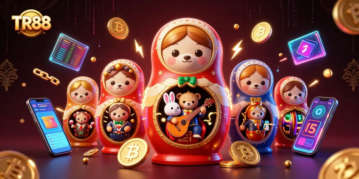 TR88: Engage in thrilling online casino adventures with the vibrant Matryoshka bear and crypto elements.