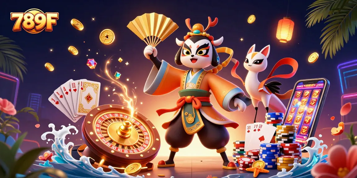 Experience seamless gameplay at 789F with our vibrant casino illustration showcasing exciting games.
